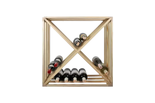 EVA Grenen Weinregal im Kreuz-Design  Vorderansicht